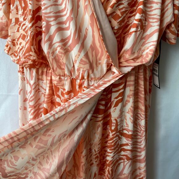 Rachel Roy Crossover Flutter Sleeve Maxi Dress Women 1X Abstract Print Guava NWT - Picture 5 of 12